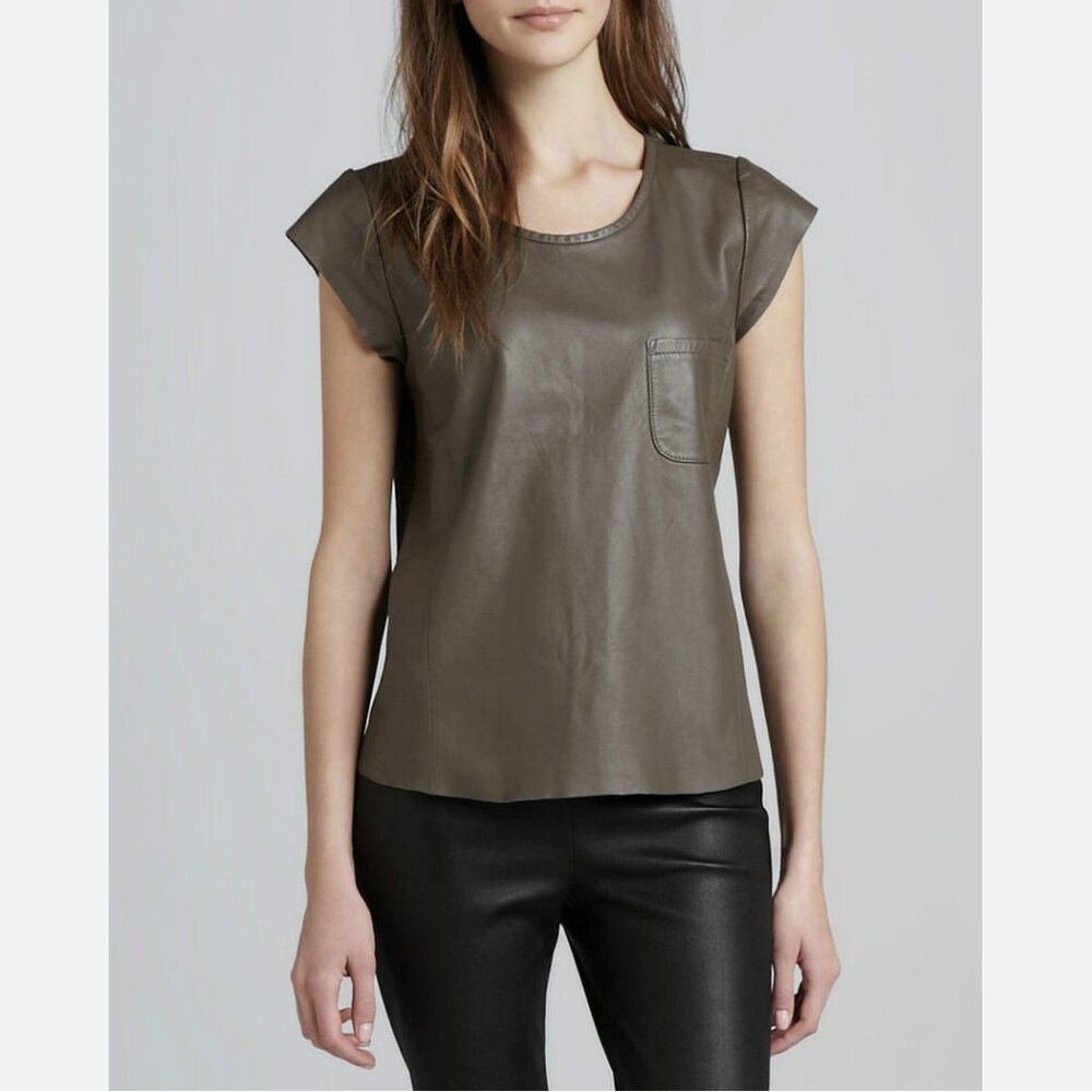 Joie Rancher E Sheepskin Leather Pocket Tee